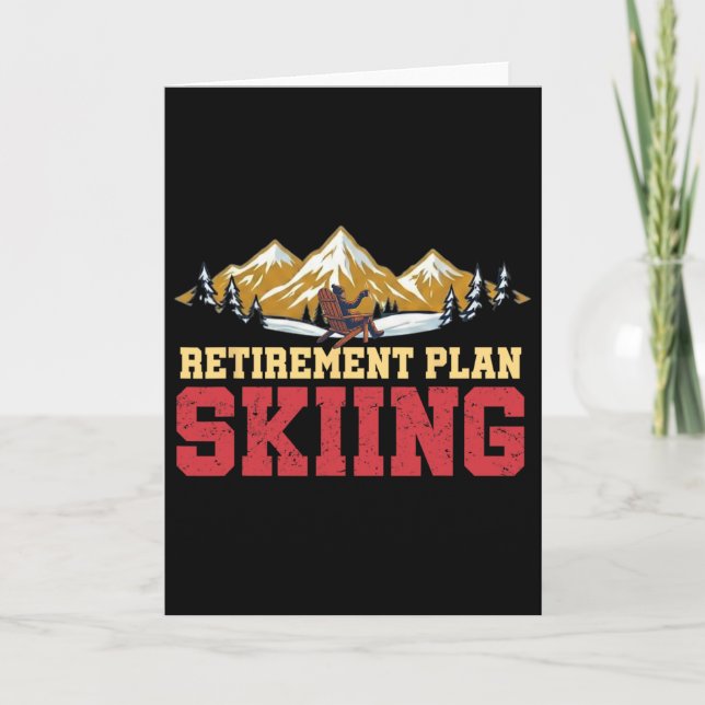 Retirement Plan Skiing Vintage Sunset Retro Skier  Card (Front)