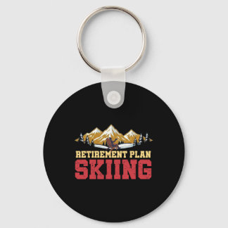 Retirement Plan Skiing Vintage Sunset Retro Skier  Keychain