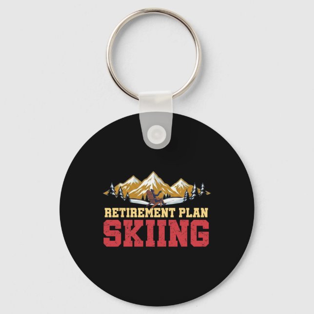Retirement Plan Skiing Vintage Sunset Retro Skier  Keychain (Front)