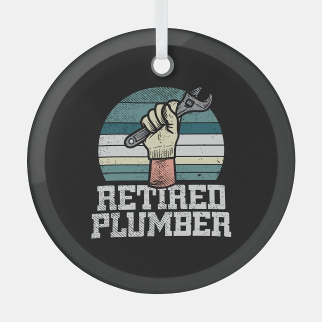 Retirement Plumber Pension Glass Ornament (Front)