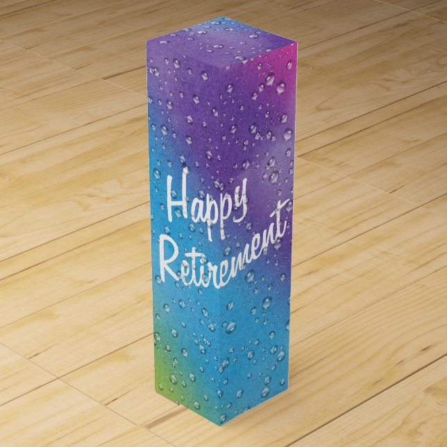 Retirement Raindrops On Rainbow Wine Box (Front)