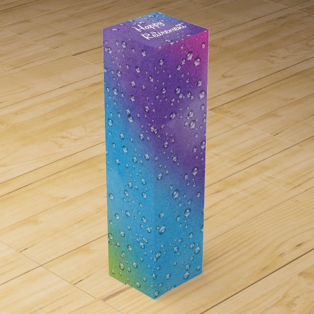 Retirement Raindrops On Rainbow Wine Box (Front)