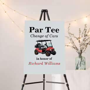 Retirement Red Golf Cart Par Tee Themed Foam Board
