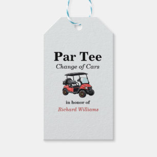 Retirement Red Golf Cart Par Tee Themed Gift Tags