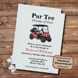 Retirement Red Golf Cart Par Tee Themed Invitation at Zazzle