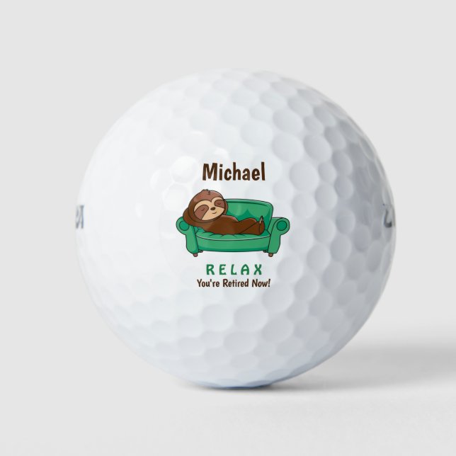 Retirement Retired Cute Funny Lazy Sloth Golf Balls (Front)