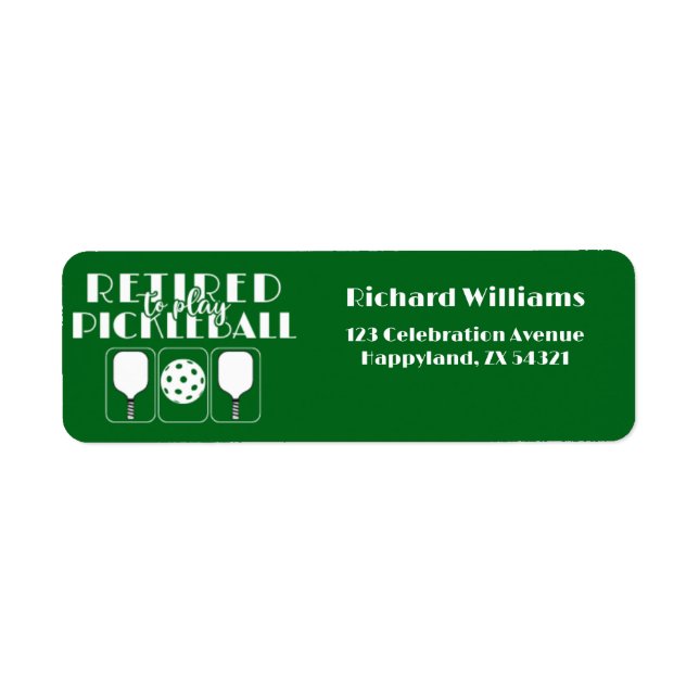 Retirement Retired to Play Pickleball Modern Green Label (Front)