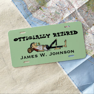 Retirement Rip Van Winkle style greenBG License Plate