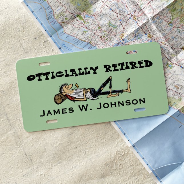 Retirement Rip Van Winkle style greenBG License Plate (In Situ)