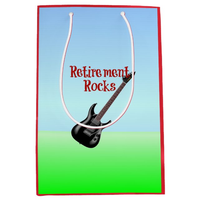 Retirement Rocks--Guitar Medium Gift Bag (Front)