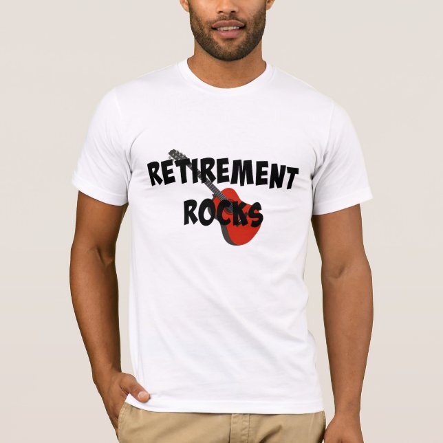 Retirement Rocks, Red Guitar T-Shirt (Front)