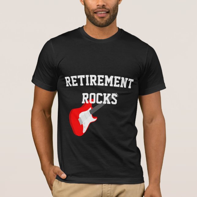 Retirement Rocks, Red Guitar T-Shirt (Front)