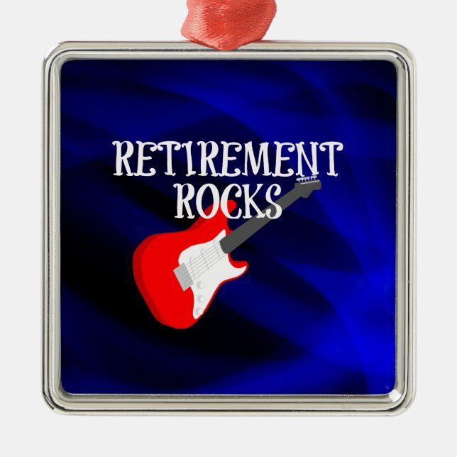 Retirement Rocks, Rocking Guitar, Metal Ornament (Front)