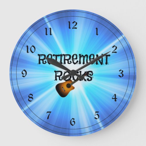 Retirement Rocks with a Guitar Large Clock