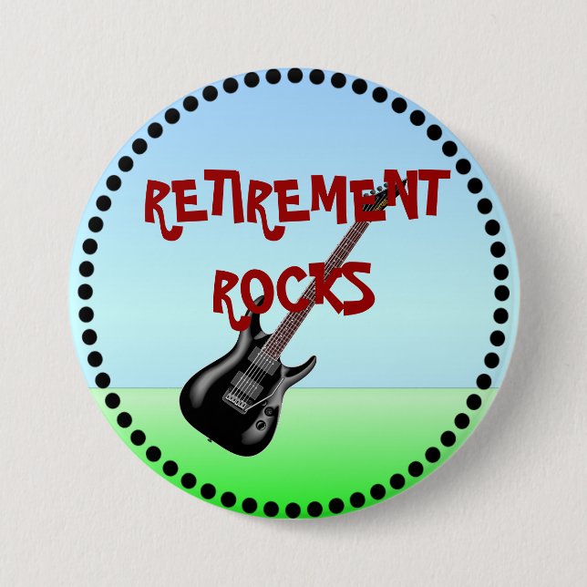 Retirement Rocks with Black Frame Button (Front)