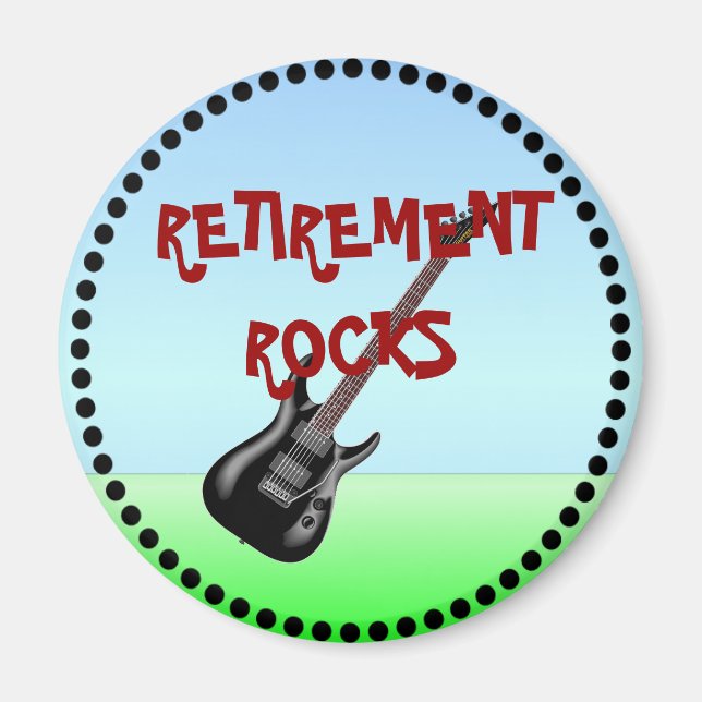 Retirement Rocks with Black Frame Magnet (Front)