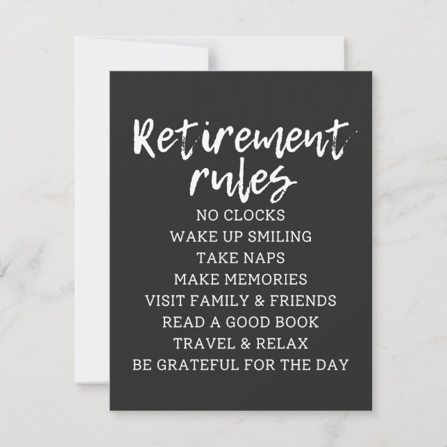 Retirement Rules Sign (Front)