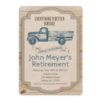 Retirement Rustic Pickup Truck Invitation