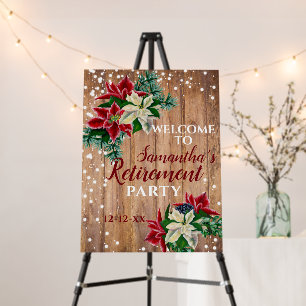 Retirement Rustic Poinsettia Floral Party Welcome Foam Board