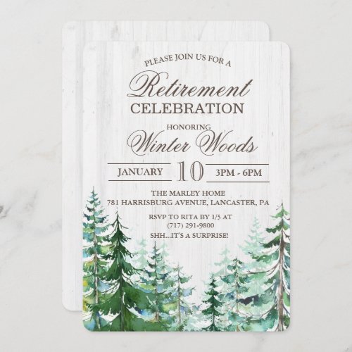 Retirement Rustic Wood Tree Invitation