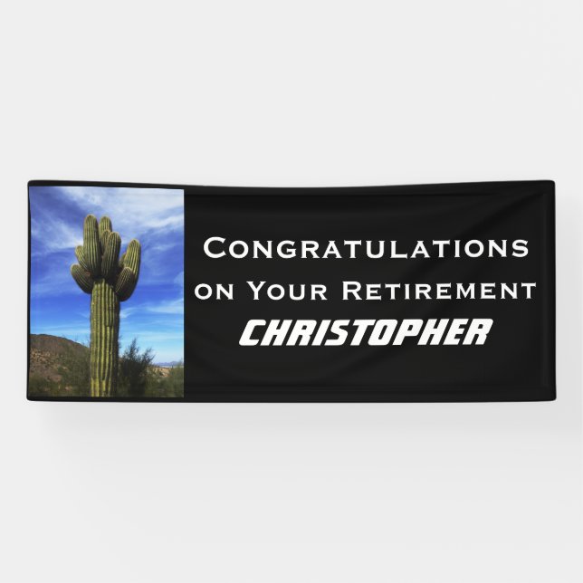 Retirement Saguaro Cactus Arizona Jumbo Name Banner (Horizontal)