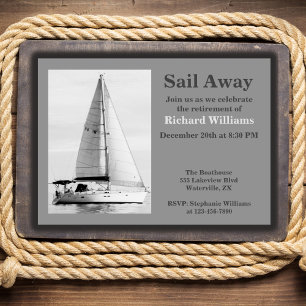 Retirement sailing Sail Away Sailboat formal Invitation