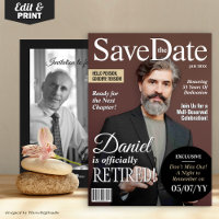 Retirement Save the Date Modern Magazine Invite