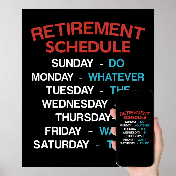 Retirement Schedule Calendar Office Humor Coworker Poster | Zazzle