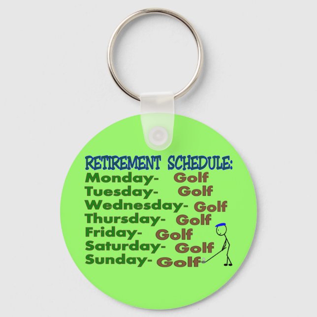 Retirement Schedule GOLFER Keychain (Front)