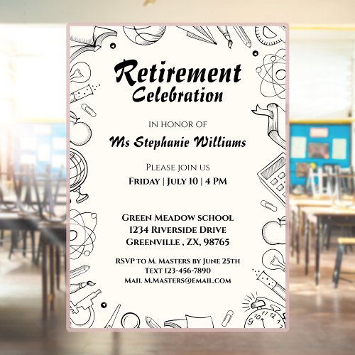 Retirement School Teacher Celebration Party  Invitation