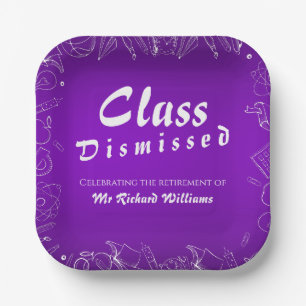 Retirement School Teacher Class Dismissed Party Paper Plates