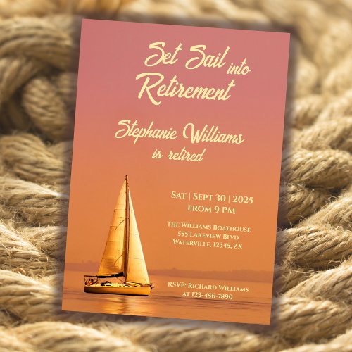 Retirement Set Sail into Retirement Sail Nautical  Invitation