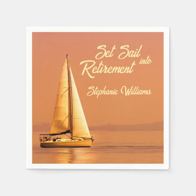 Retirement Set Sail into Retirement Sail Nautical  Napkins (Front)