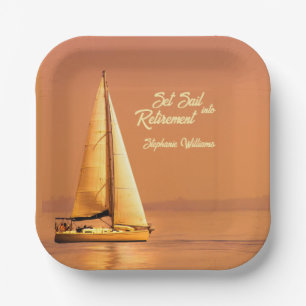 Retirement Set Sail into Retirement Sail Nautical  Paper Plates