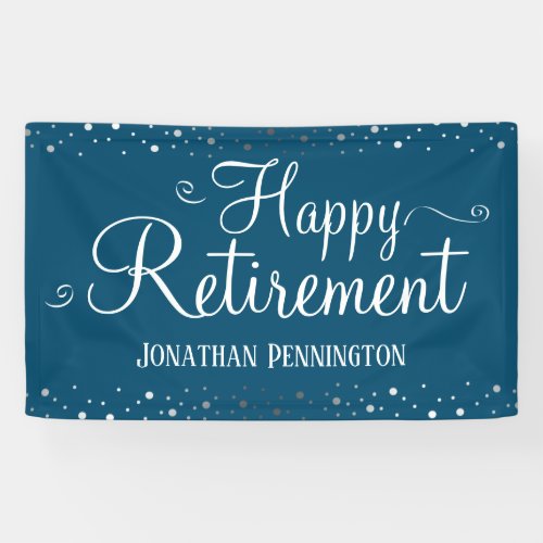 Retirement Simple Silver Confetti Banner