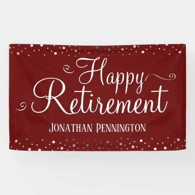 Retirement Simple Silver Confetti Banner (Horizontal)