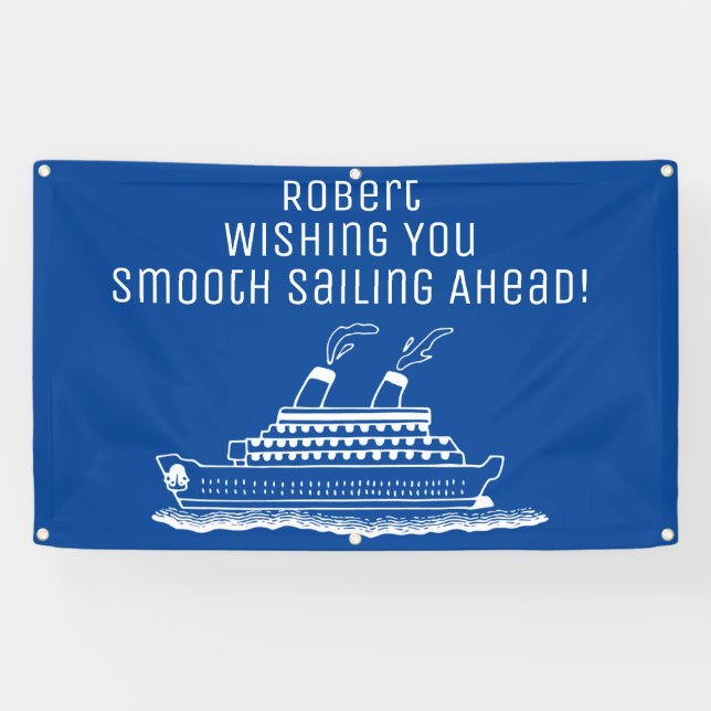 Retirement Smooth Sailing Cruise Ship Party Banner (Horizontal)