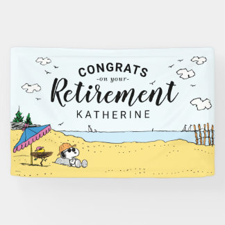 Retirement | Snoopy & Woodstock on the Beach Banne Banner