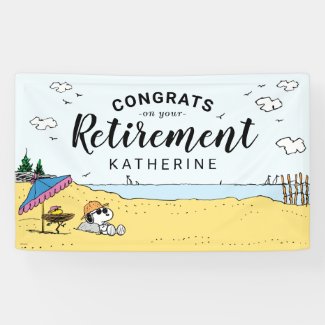 Snoopy & Woodstock on the Beach Retirement Banner