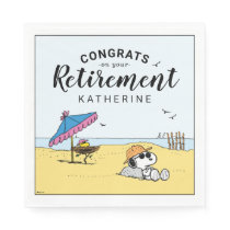 Retirement | Snoopy & Woodstock on the Beach Napkins
