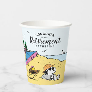 Retirement | Snoopy & Woodstock on the Beach Paper Cups