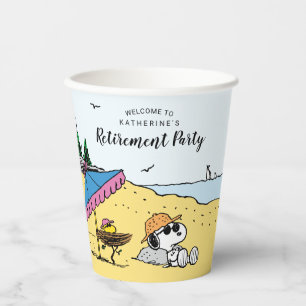 Retirement   Snoopy & Woodstock on the Beach Paper Cups