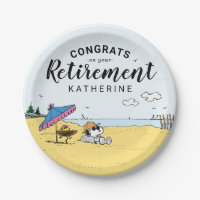 Retirement | Snoopy & Woodstock on the Beach Paper Plates