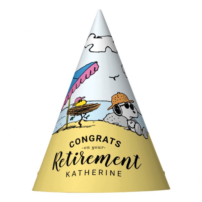 Retirement | Snoopy & Woodstock on the Beach Party Hat (Front)