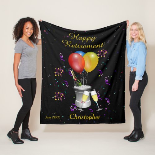 Retirement Sparkling Wine Celebration Fleece Blanket