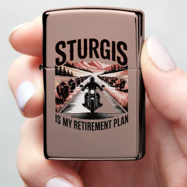 Retirement Sturgis Biker Road Trip Gift Zippo Lighter (In Hand)