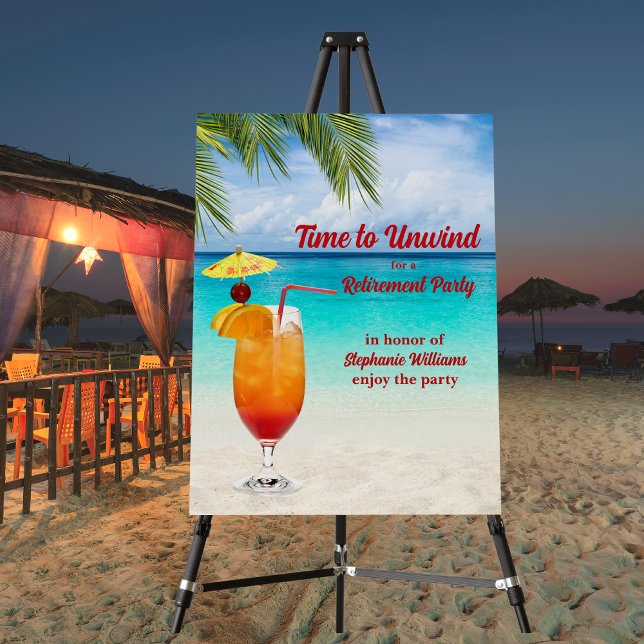 Retirement Summer Farewell Cocktail Beach Party Foam Board (Creator Uploaded)