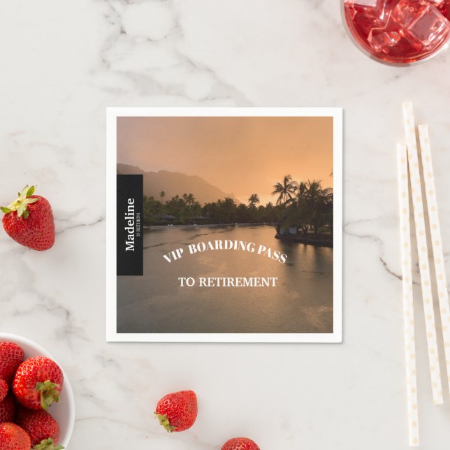 Retirement Sunset Boarding Pass Destination  Napkins (Insitu)