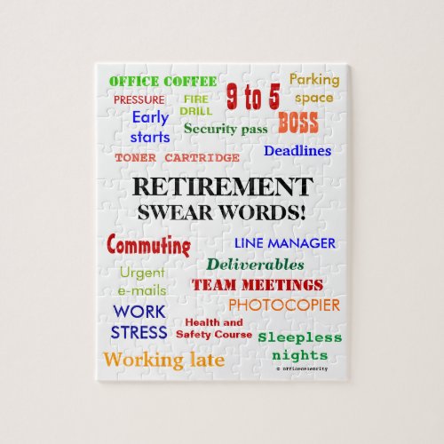 Retirement Swear Words Funny Retirement Joke Jigsaw Puzzle