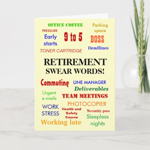 Retirement Swear Words  Retirement Joke Humor Card